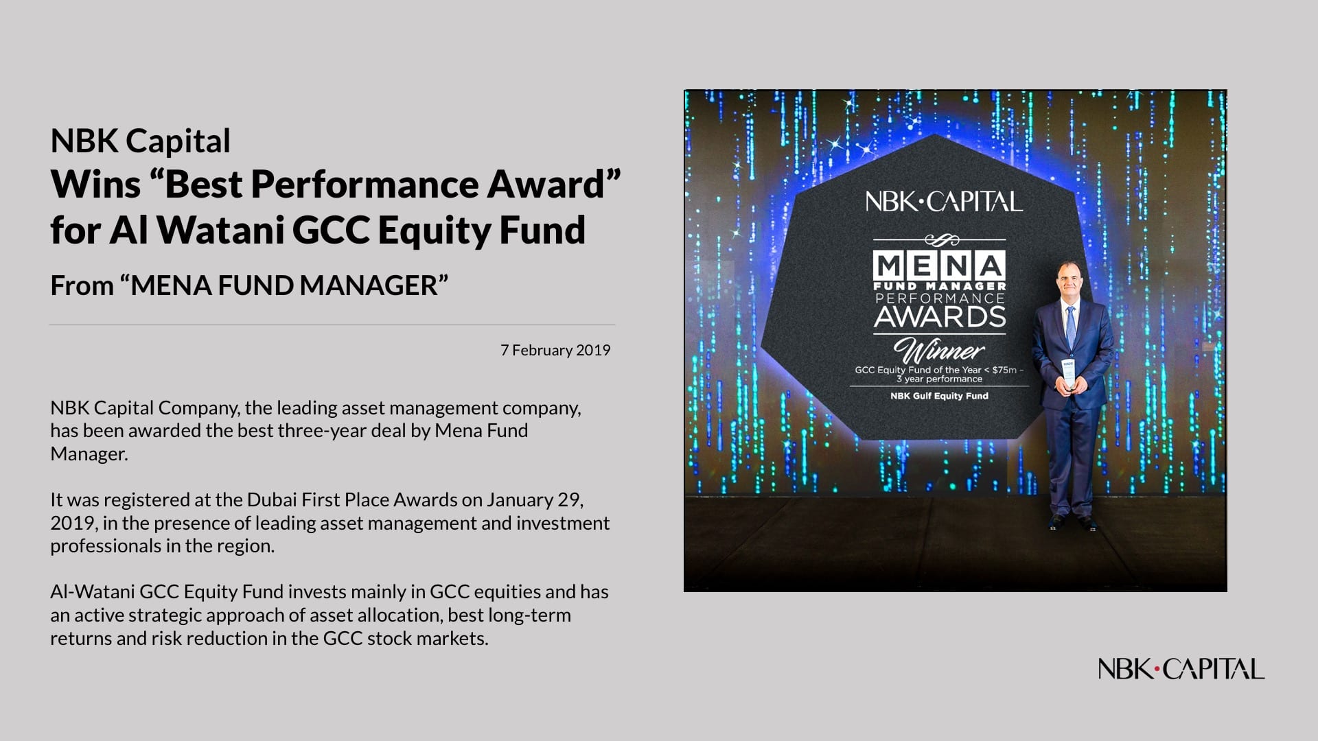 NBK Capital ‘wins Best Performance Award’ for Al-Watani Equity Fund