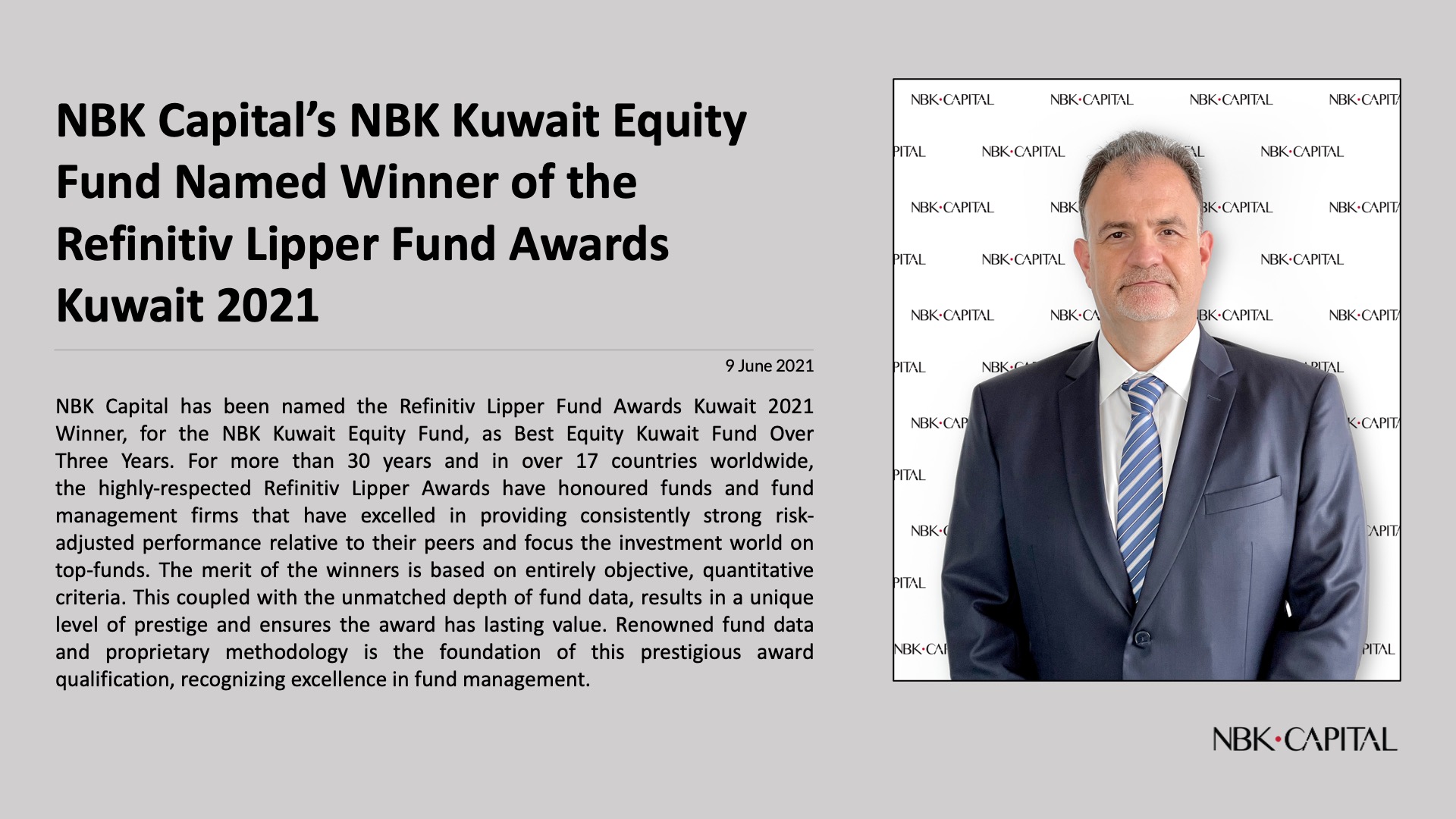 NBK Capital’s NBK Kuwait Equity Fund Named Winner of the Refinitiv Lipper Fund Awards Kuwait 2021