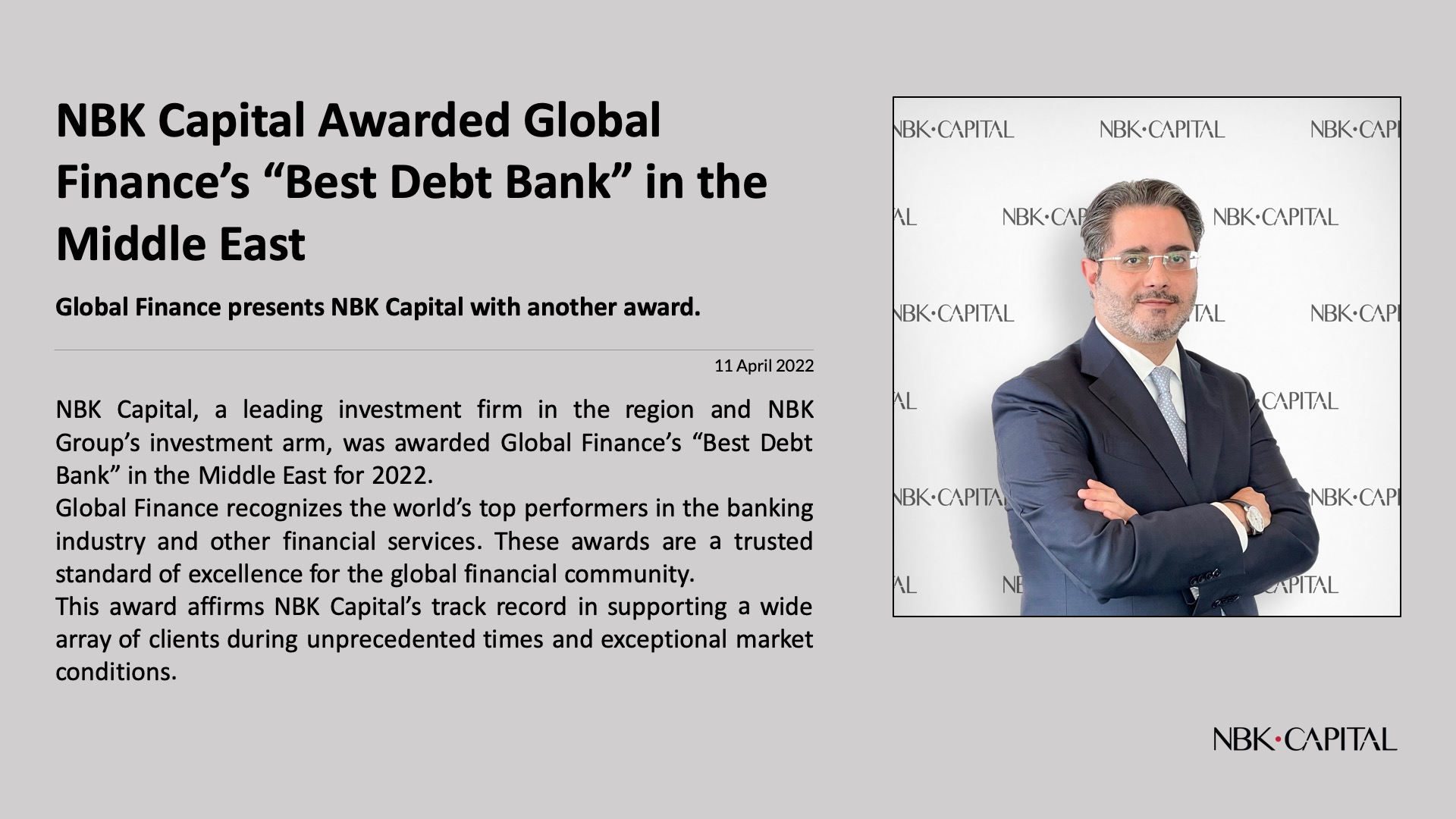 NBK Capital Awarded Global Finance’s “Best Debt Bank” in the Middle East