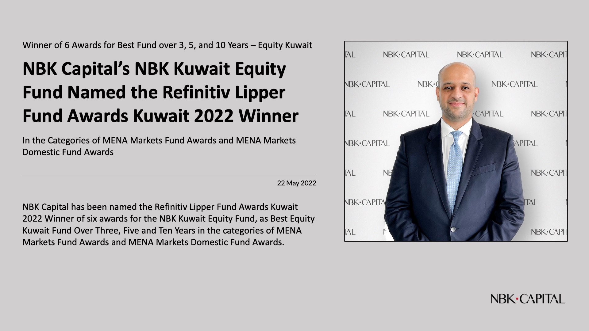 NBK Capital’s NBK Kuwait Equity Fund Named the Refinitiv Lipper Fund Awards Kuwait 2022 Winner