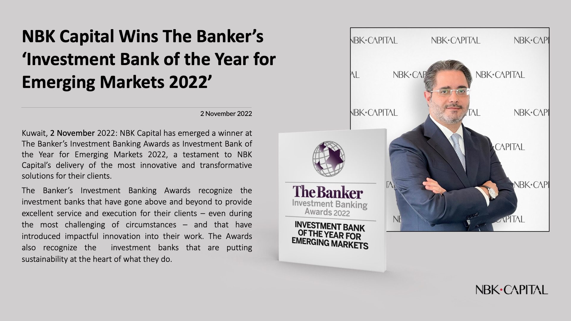 NBK Capital Wins The Banker’s ‘Investment Bank of the Year for Emerging Markets 2022’